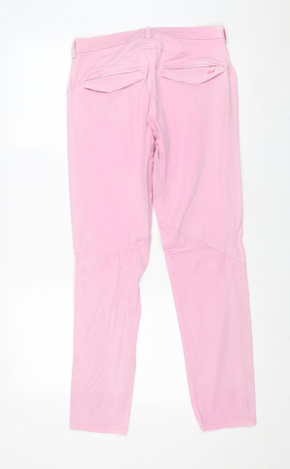 Ivy Womens Pink Cotton Trousers Size 28 in Regular Zip