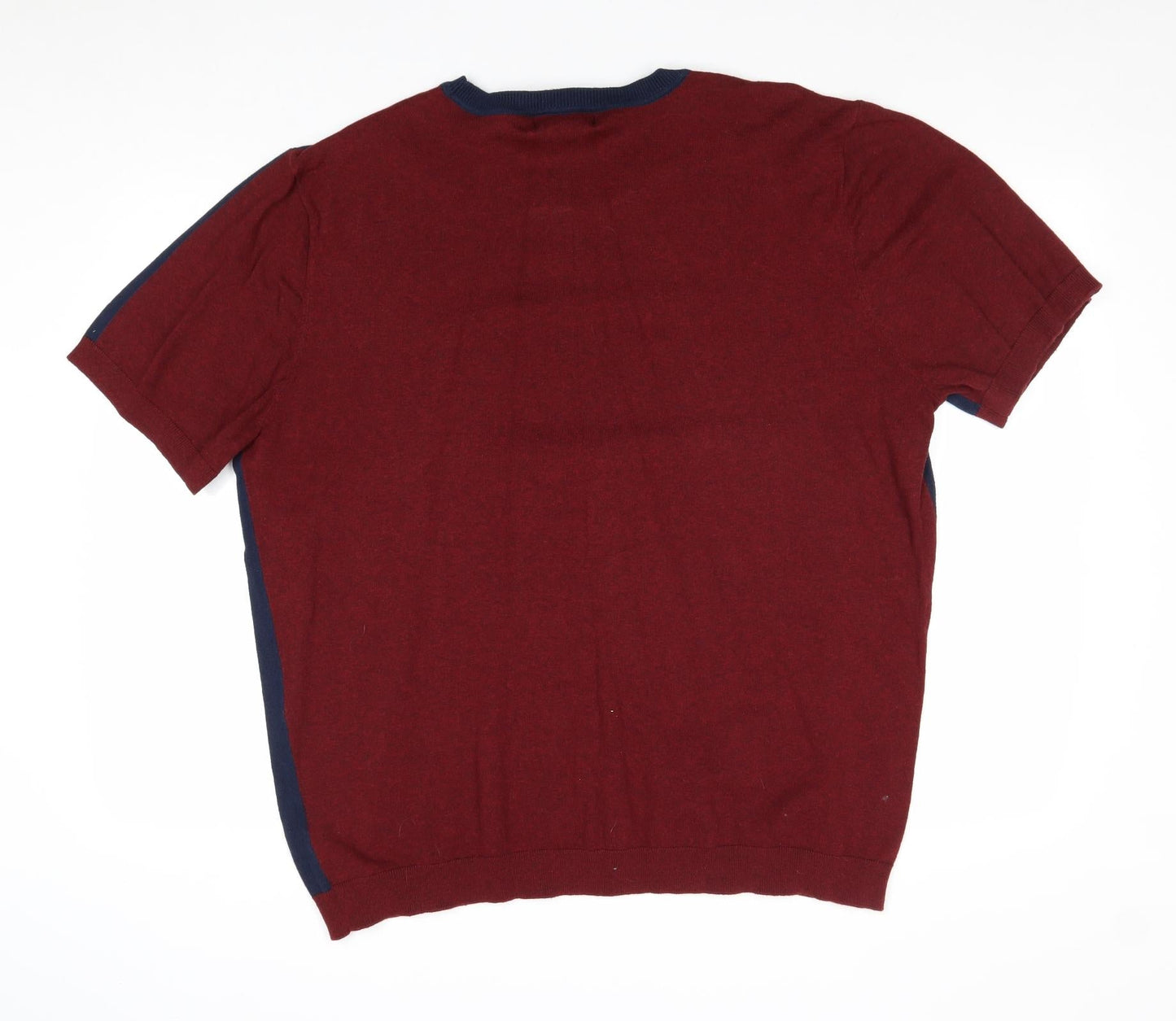 Easy Mens Blue Round Neck Cotton Pullover Jumper Size 2XL Short Sleeve