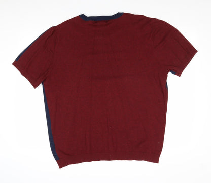 Easy Mens Blue Round Neck Cotton Pullover Jumper Size 2XL Short Sleeve