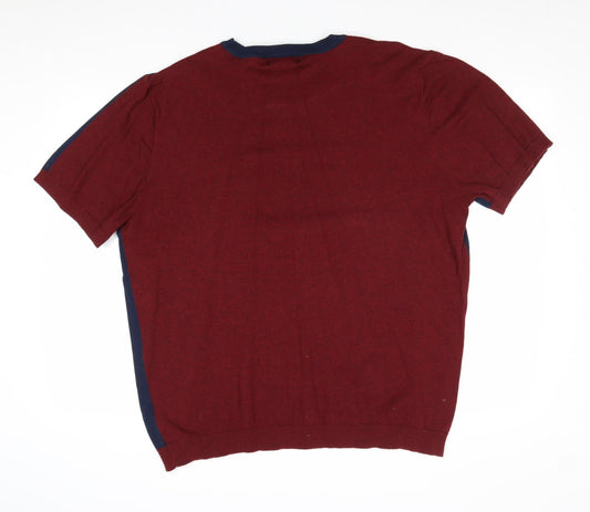 Easy Mens Blue Round Neck Cotton Pullover Jumper Size 2XL Short Sleeve