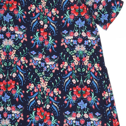 Monsoon Womens Blue Floral Viscose A-Line Size 10 Round Neck Pullover