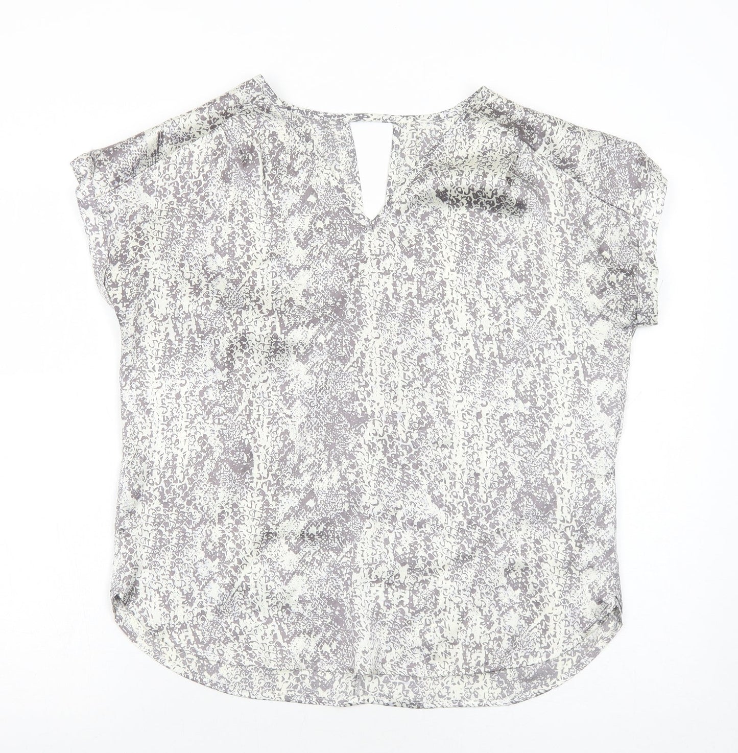 Avon Womens Grey Animal Print Polyester Basic Blouse Size 10 V-Neck - Snake Print