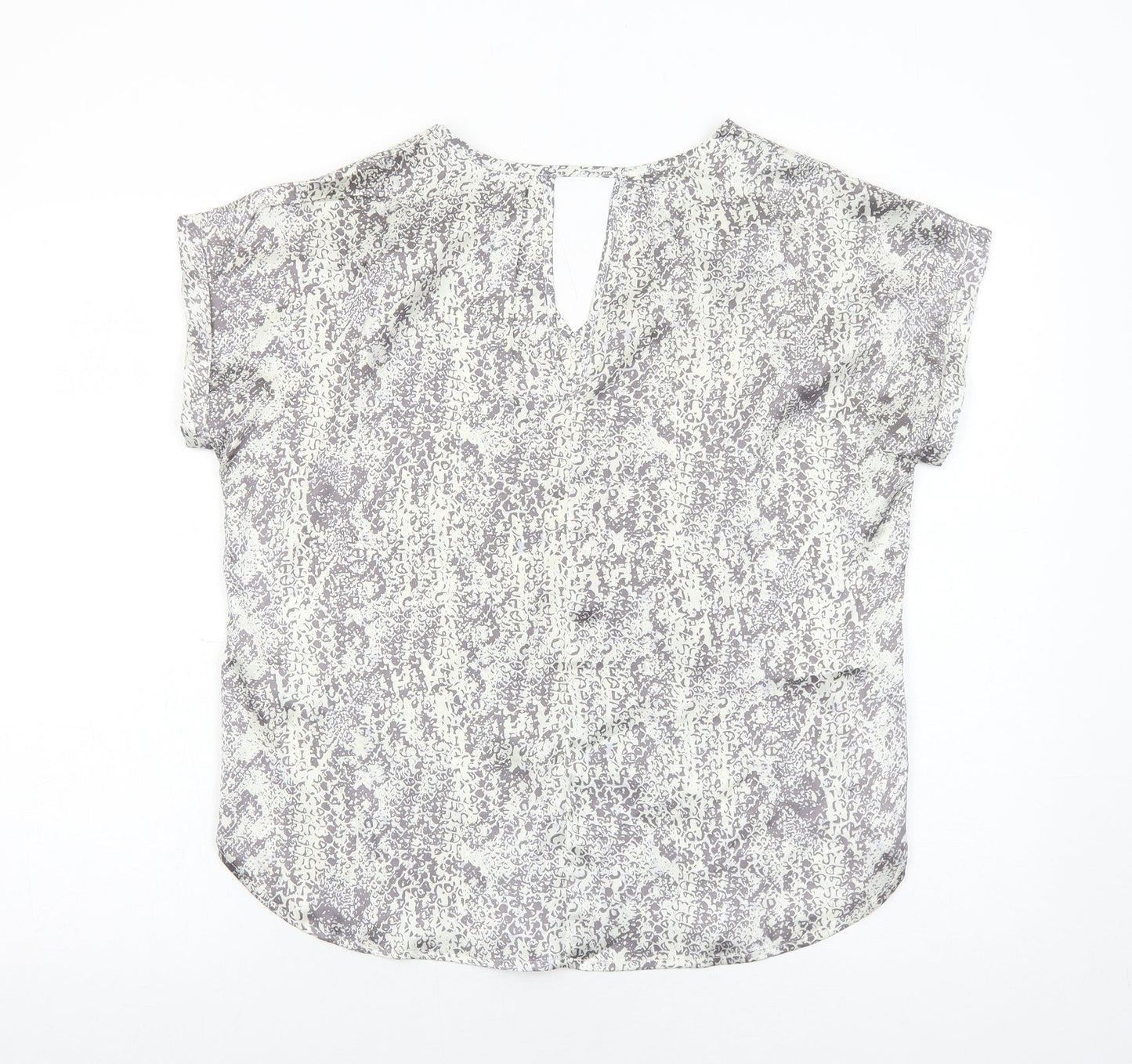 Avon Womens Grey Animal Print Polyester Basic Blouse Size 10 V-Neck - Snake Print