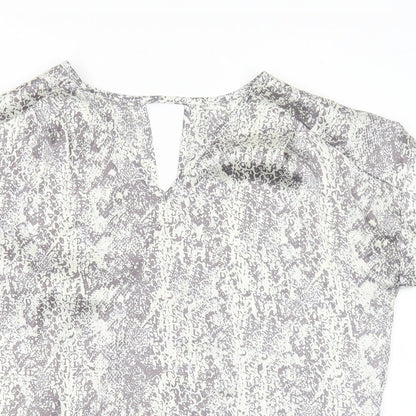 Avon Womens Grey Animal Print Polyester Basic Blouse Size 10 V-Neck - Snake Print
