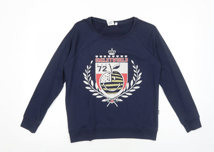 Smiley Womens Blue Cotton Pullover Sweatshirt Size M Pullover