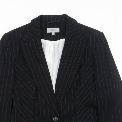 Marks and Spencer Womens Black Striped Polyester Jacket Suit Jacket Size 12