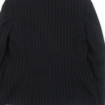 Marks and Spencer Womens Black Striped Polyester Jacket Suit Jacket Size 12