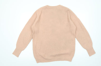 Primark Womens Pink Round Neck Acrylic Pullover Jumper Size S