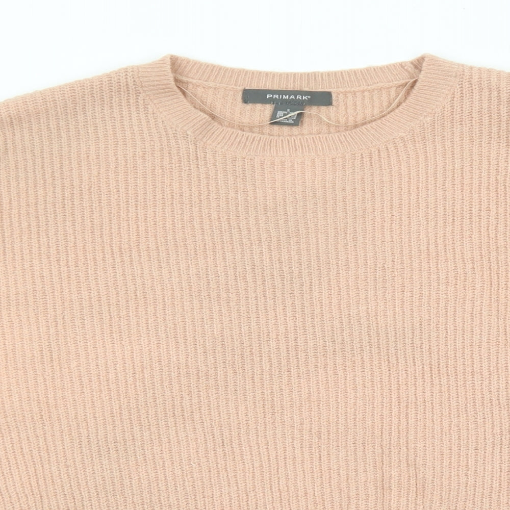 Primark Womens Pink Round Neck Acrylic Pullover Jumper Size S