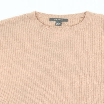 Primark Womens Pink Round Neck Acrylic Pullover Jumper Size S