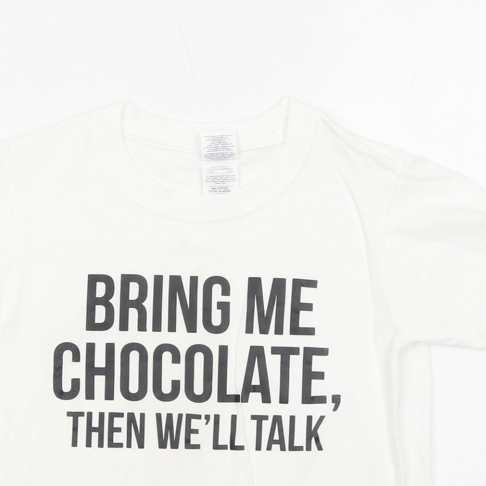 Gildan Boys White Cotton Pullover T-Shirt Size 7-8 Years Round Neck Pullover - Bring Me Chocolate