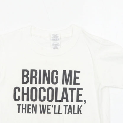 Gildan Boys White Cotton Pullover T-Shirt Size 7-8 Years Round Neck Pullover - Bring Me Chocolate