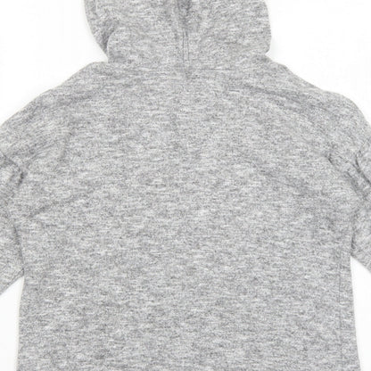 River Island Girls Grey Geometric Viscose Pullover Hoodie Size 9-10 Years Pullover