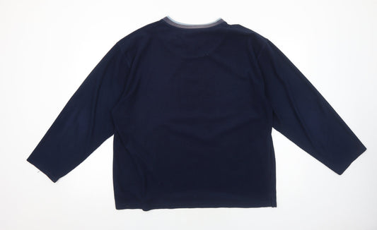 BHS Mens Blue V-Neck Polyester Pullover Jumper Size M Long Sleeve