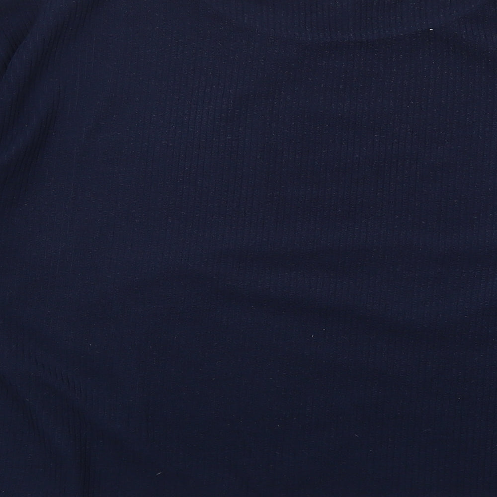 BHS Mens Blue V-Neck Polyester Pullover Jumper Size M Long Sleeve