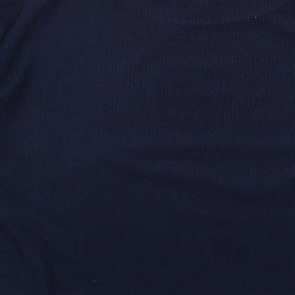 BHS Mens Blue V-Neck Polyester Pullover Jumper Size M Long Sleeve