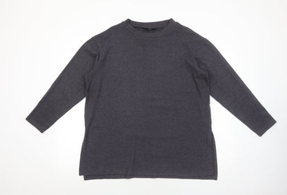 George Womens Grey Round Neck Polyester Pullover Jumper Size L