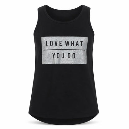 Young Dimension Girls Black Polyester Basic Tank Size 8-9 Years Round Neck Pullover - Love What You DO