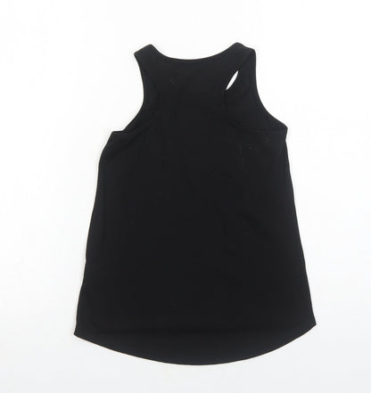 Young Dimension Girls Black Polyester Basic Tank Size 8-9 Years Round Neck Pullover - Love What You DO