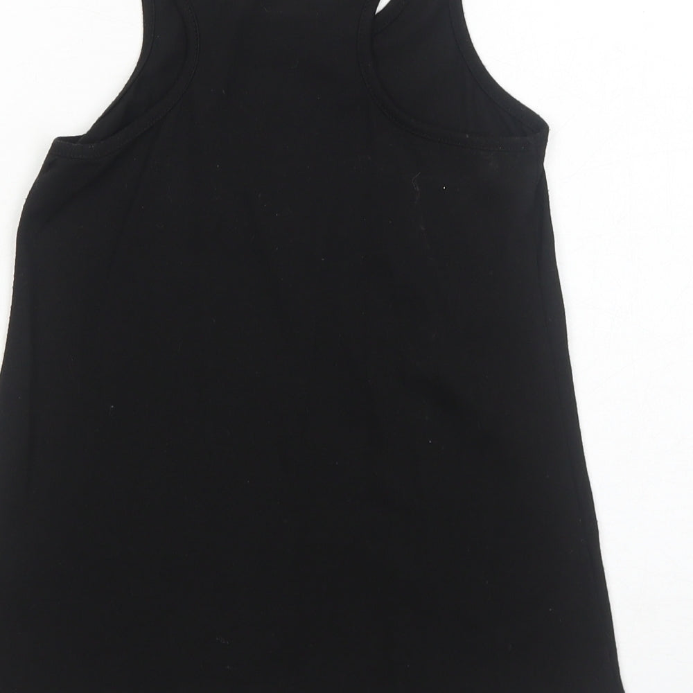 Young Dimension Girls Black Polyester Basic Tank Size 8-9 Years Round Neck Pullover - Love What You DO