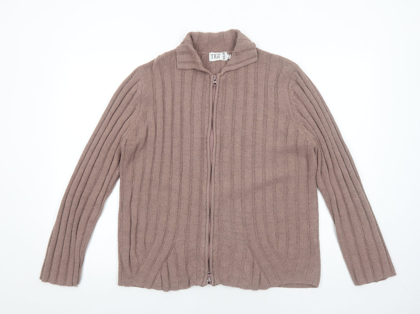 Womens UK Size 14 TIGI Brown Full Zip Jumper