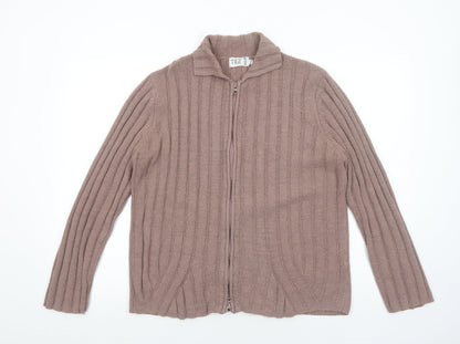 Womens UK Size 14 TIGI Brown Full Zip Jumper