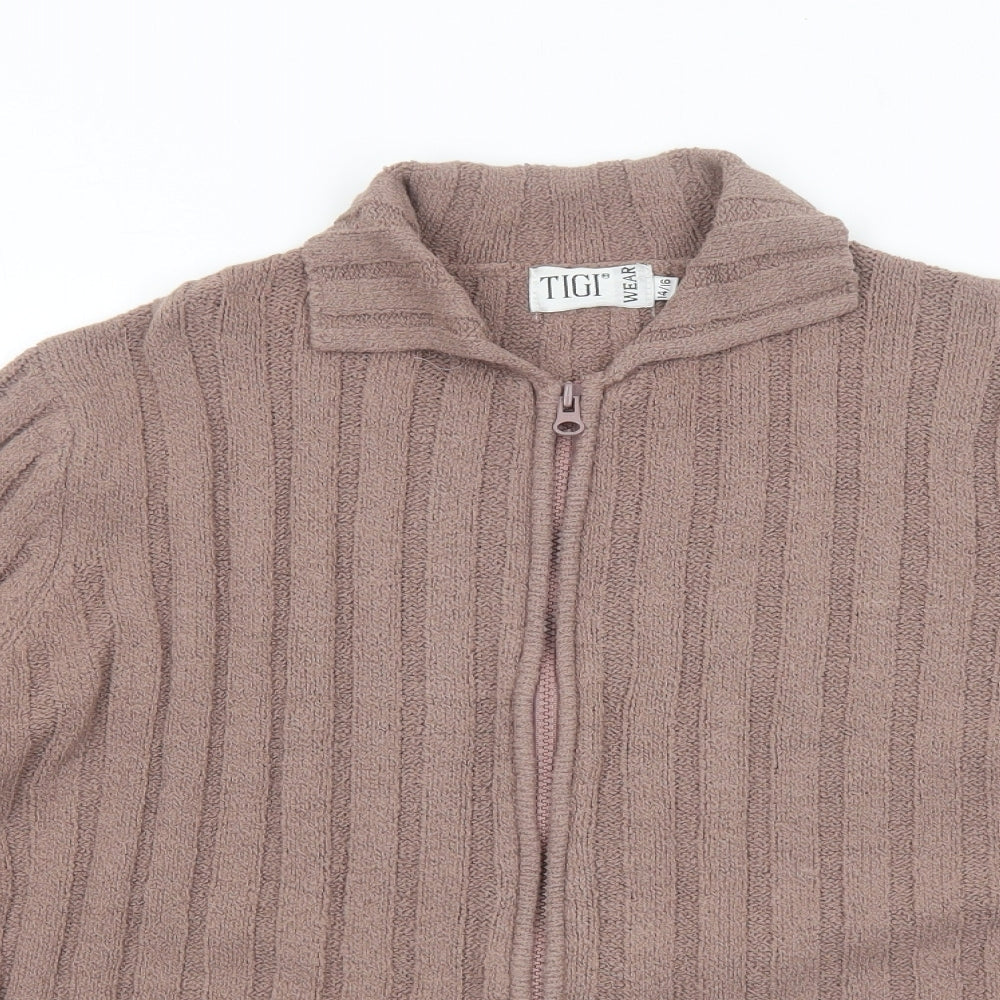 Womens UK Size 14 TIGI Brown Full Zip Jumper