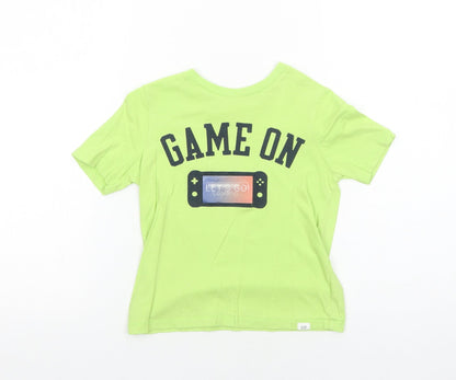 Gap Boys Green Cotton Pullover T-Shirt Size 6 Years Round Neck Pullover - Game On