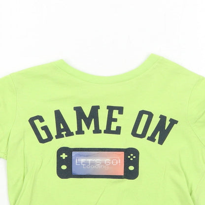 Gap Boys Green Cotton Pullover T-Shirt Size 6 Years Round Neck Pullover - Game On