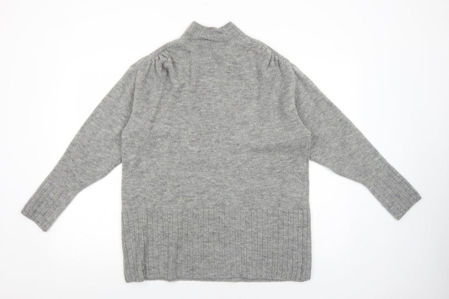 George Womens Grey High Neck Acrylic Pullover Jumper Size S