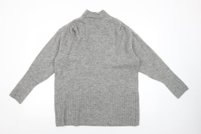 George Womens Grey High Neck Acrylic Pullover Jumper Size S