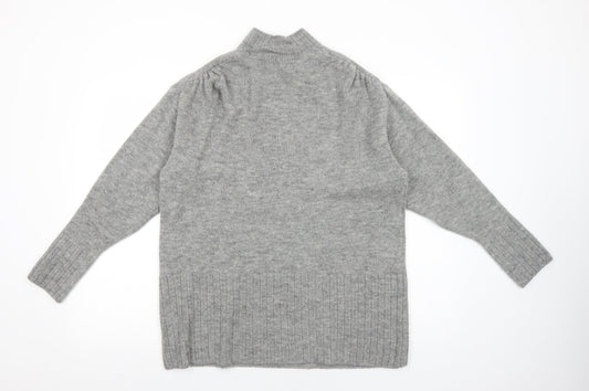 George Womens Grey High Neck Acrylic Pullover Jumper Size S