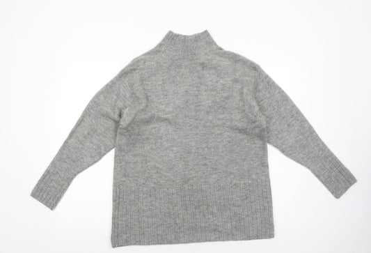 George Womens Grey High Neck Acrylic Pullover Jumper Size S