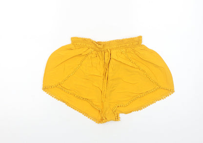 Primark Womens Yellow Viscose Culotte Shorts Size S Regular Pull On