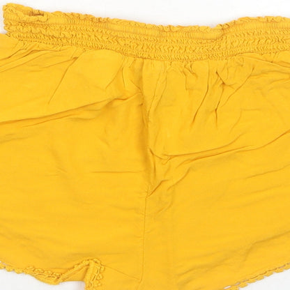 Primark Womens Yellow Viscose Culotte Shorts Size S Regular Pull On