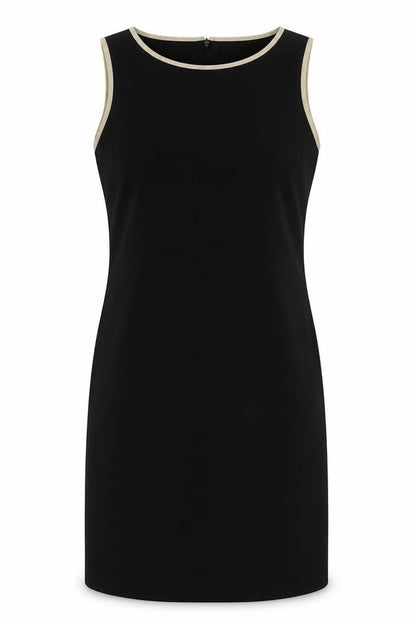 Ann Taylor Womens Black Polyester Shift Size 6 Round Neck Zip