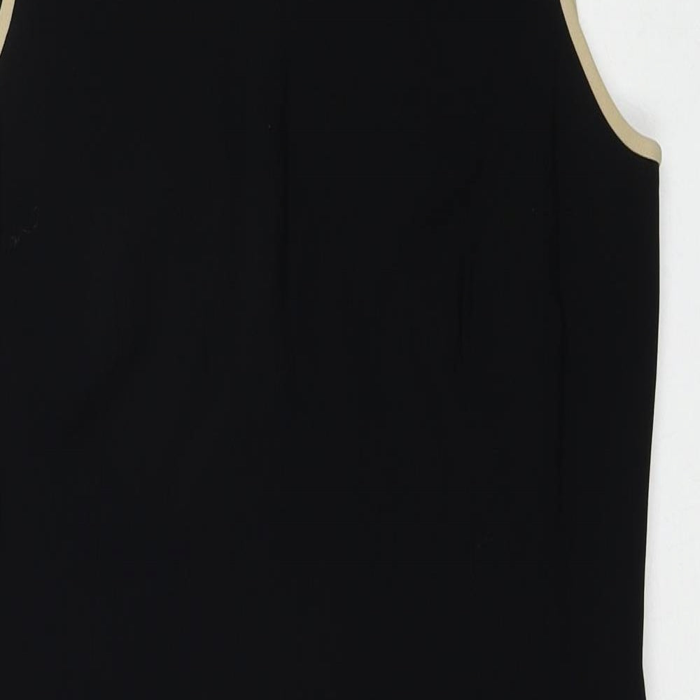 Ann Taylor Womens Black Polyester Shift Size 6 Round Neck Zip