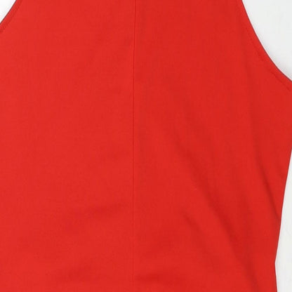 Preworn Womens Red Polyester Shift Size M Round Neck Pullover