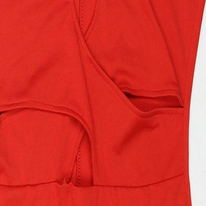 Preworn Womens Red Polyester Shift Size M Round Neck Pullover