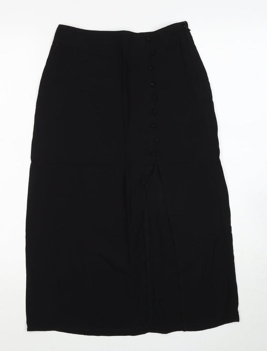 Divided by H&M Womens Black Polyester A-Line Skirt Size 8 Zip