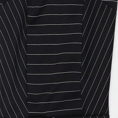 Miss Selfridge Womens Black Striped Polyester Shift Size 8 Round Neck Zip
