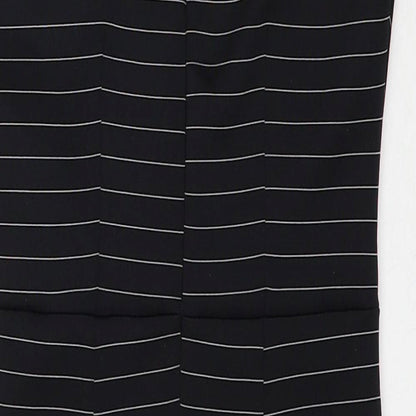 Miss Selfridge Womens Black Striped Polyester Shift Size 8 Round Neck Zip