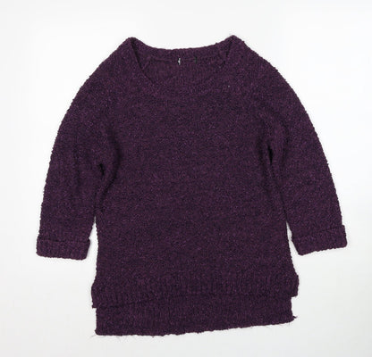 F&F Womens Purple Round Neck Polyester Pullover Jumper Size 12
