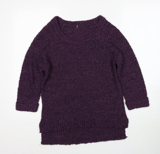 F&F Womens Purple Round Neck Polyester Pullover Jumper Size 12