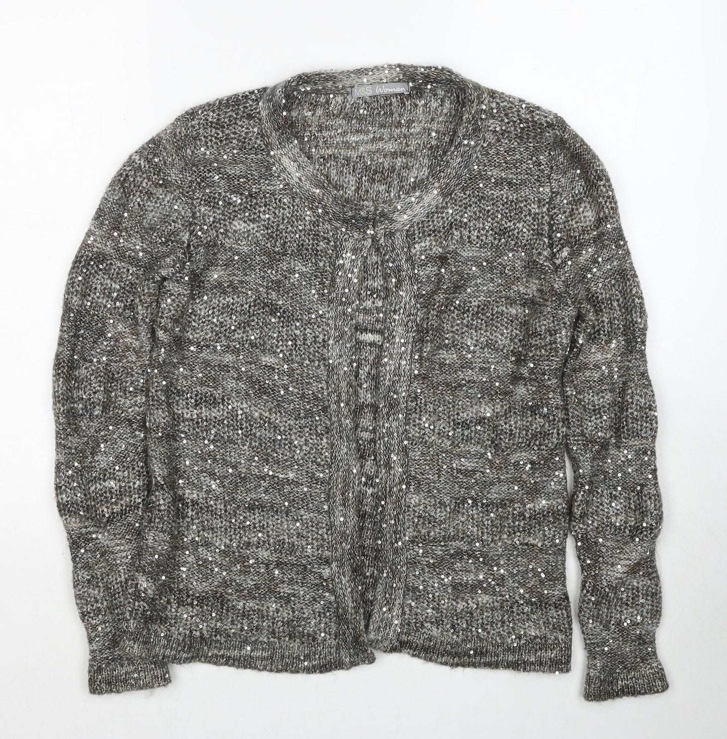Womens UK Size 12 Marks and Spencer Grey Cardigan Jumper