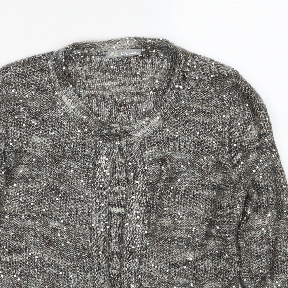 Womens UK Size 12 Marks and Spencer Grey Cardigan Jumper
