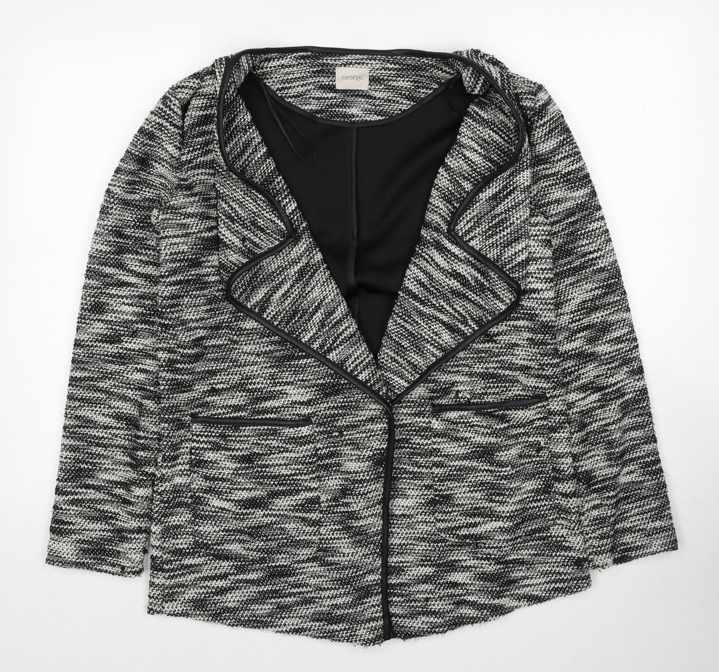 George Womens Black Geometric Jacket Blazer Size 12