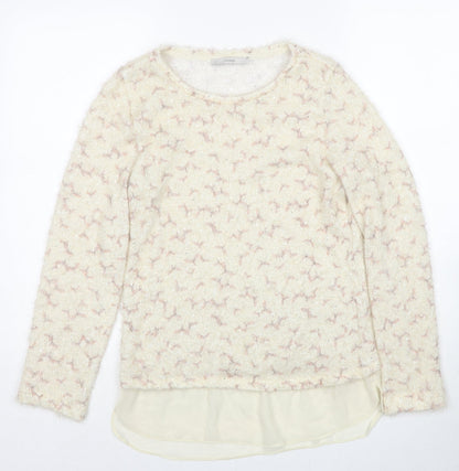 George Womens Beige Roll Neck Geometric Polyester Pullover Jumper Size 10