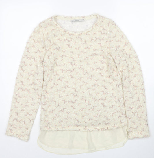 George Womens Beige Roll Neck Geometric Polyester Pullover Jumper Size 10