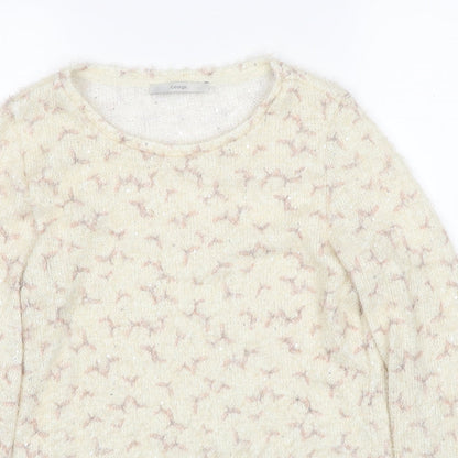 George Womens Beige Roll Neck Geometric Polyester Pullover Jumper Size 10